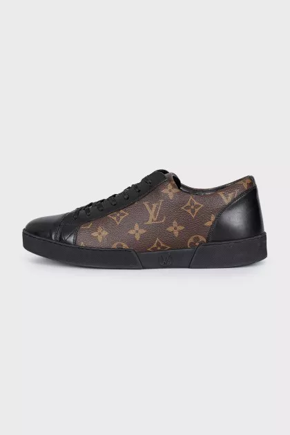 Canvas and leather sneakers