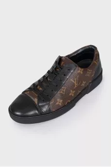 Canvas and leather sneakers