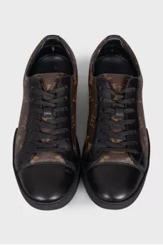 Canvas and leather sneakers