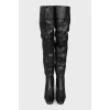 Black leather over-the-knee boots