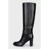 Black leather boots