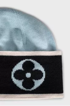 Blue hat with a brand logo