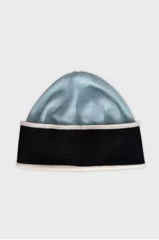 Blue hat with a brand logo