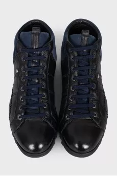 Men's black leather sneakers