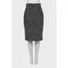 Herringbone print wool skirt