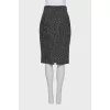 Herringbone print wool skirt