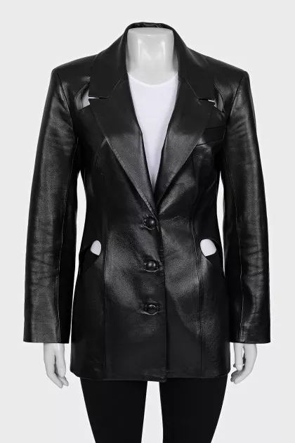 Eco-leather jacket with cutouts