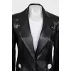 Eco-leather jacket with cutouts