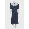 Polka dot print silk dress with ruffles
