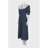Polka dot print silk dress with ruffles