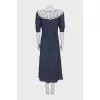 Polka dot print silk dress with ruffles
