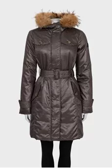 Brown parka with removable fur
