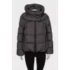Gray down jacket with a high collar