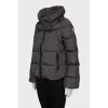Gray down jacket with a high collar