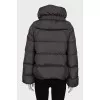 Gray down jacket with a high collar