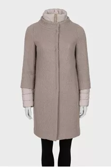 Beige coat with detachable elements