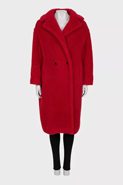 Oversized fur coat made of wool and silk