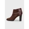 Brown suede and leather ankle boots