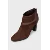 Brown suede and leather ankle boots