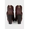Brown suede and leather ankle boots