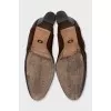 Brown suede and leather ankle boots