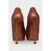 Brown leather high heels