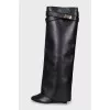 Leather wedge boots