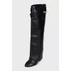 Leather wedge boots