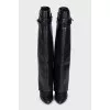 Leather wedge boots