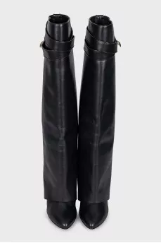 Leather wedge boots