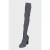Silver textile over-the-knee boots