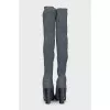 Silver textile over-the-knee boots