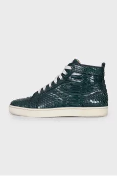 Men's green snakeskin sneakers