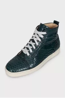 Men's green snakeskin sneakers