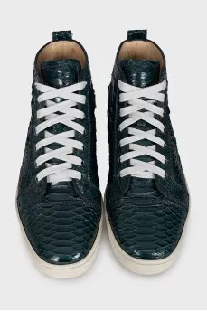 Men's green snakeskin sneakers