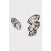Asymmetrical silver earrings with crystals