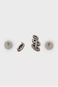 Asymmetrical silver earrings with crystals