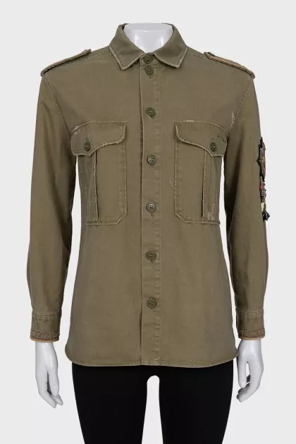 Straight-cut shirt with patch pockets
