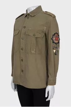 Straight-cut shirt with patch pockets