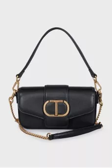 Leather bag with gold logo