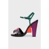 Crystal-embellished heeled sandals