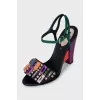 Crystal-embellished heeled sandals