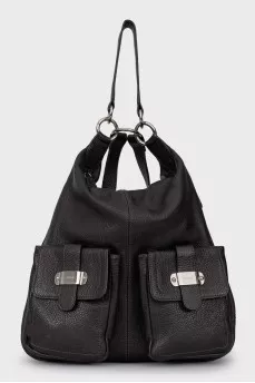 Brown leather backpack