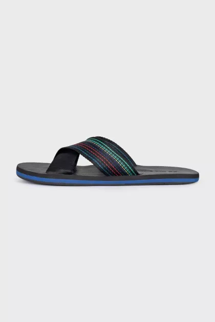 Men's black flip-flops