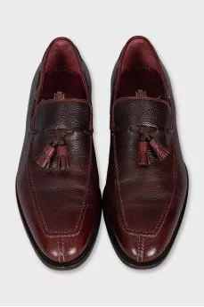 Мужские лоферы из кожи с кисточками