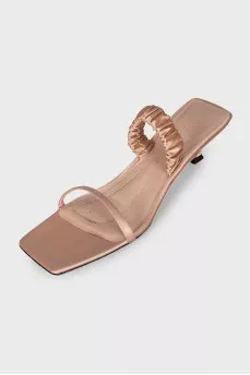 Kitten heel textile mules