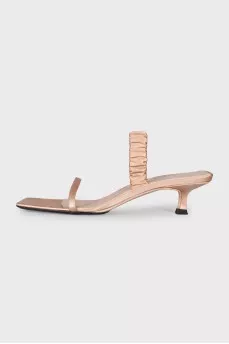 Kitten heel textile mules