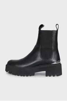 Leather Chelsea boots with metallic trim