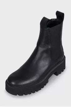 Leather Chelsea boots with metallic trim