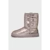 Gray Ugg boots decorated with sequins